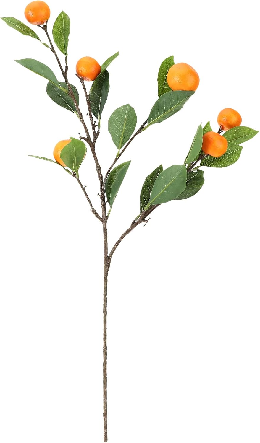 Lifelike Artificial Orange Branch with Green Leaves 65cm