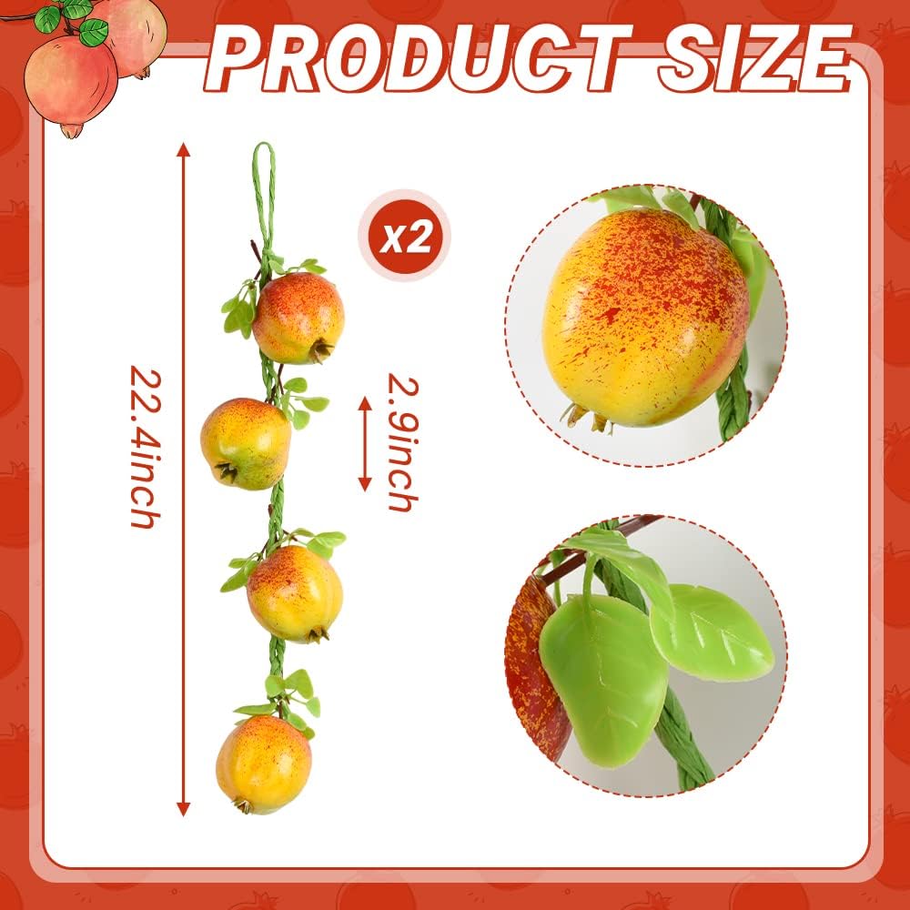 Artificial Pomegranate Hanging Strings 2Pcs Lifelike Fruit Decor