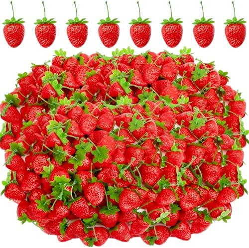Lyrow Realistic Artificial Strawberries 150 Pcs Decor