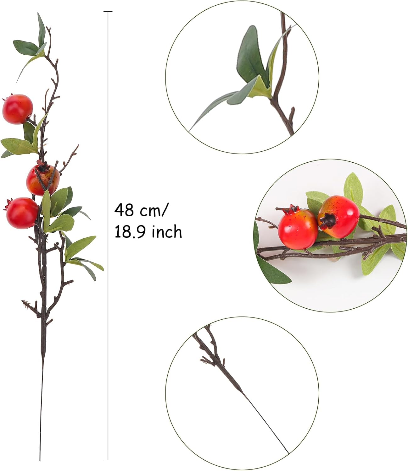 Gresorth Artificial Pomegranate Branches 5pcs Christmas Decor