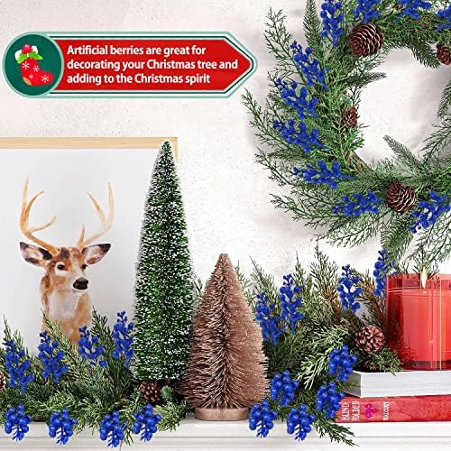 20 Pack 78 Inch Royal Blue Christmas Glitter Berries Stems