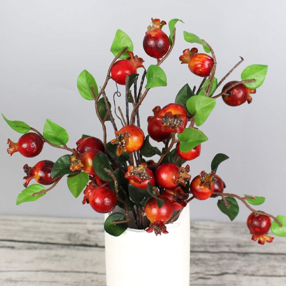 Group of 5 Artificial Rosehip Berries Pomegranate Branches