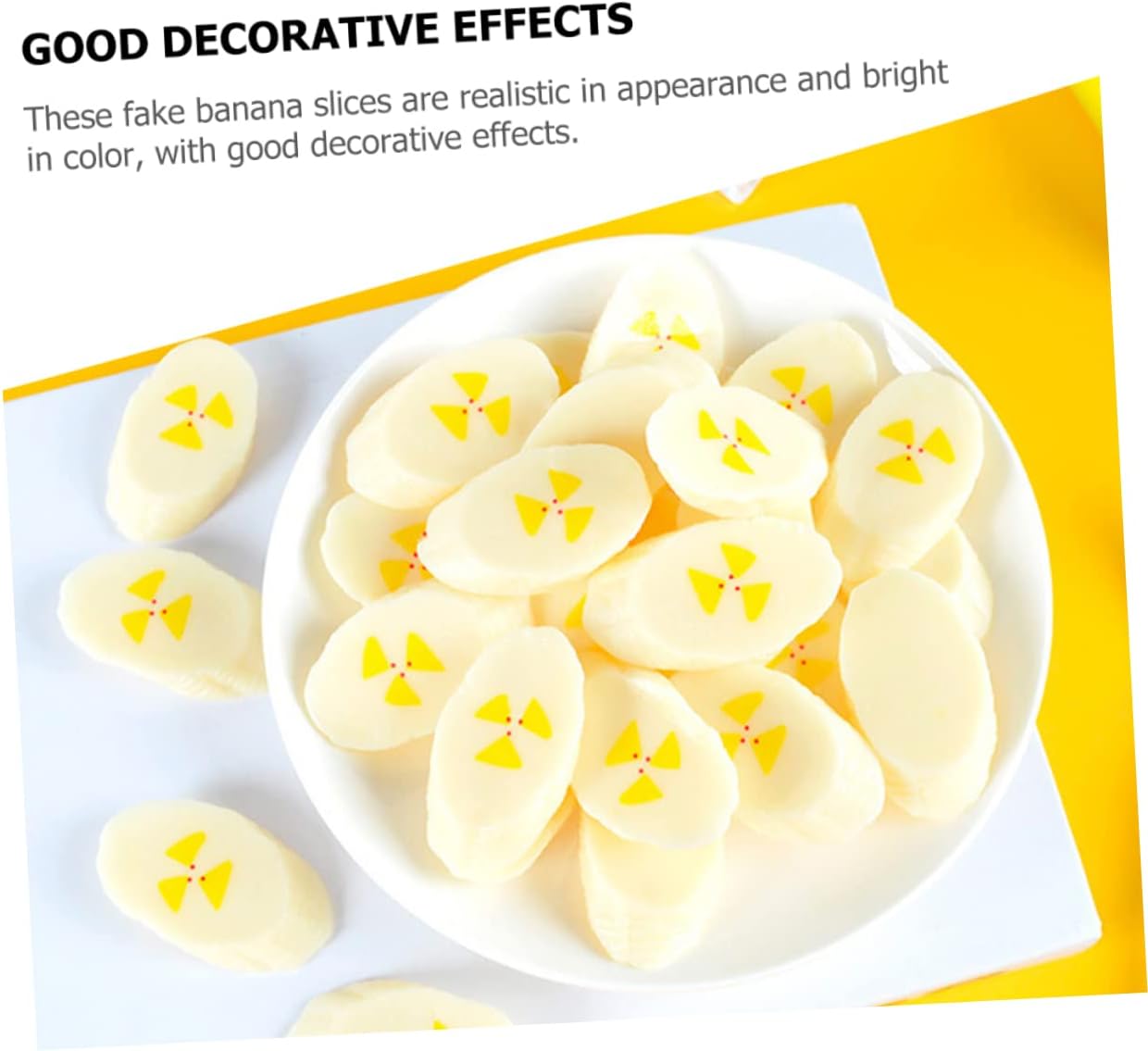 SAFIGLE 20 Pcs Fake Banana Slices Kitchen Decor Photography Props