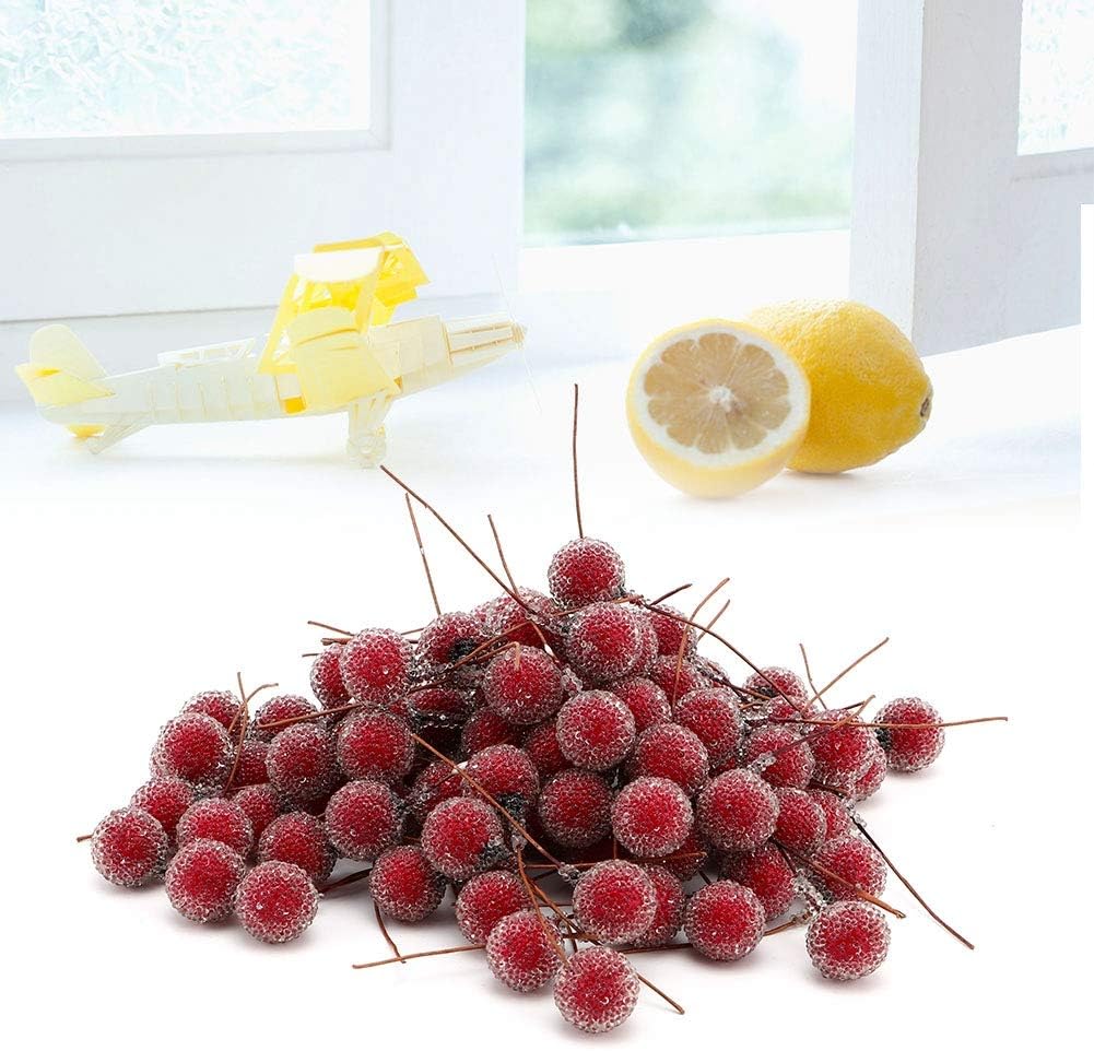 Red Berry Stems Artificial Christmas Decor 100pcs