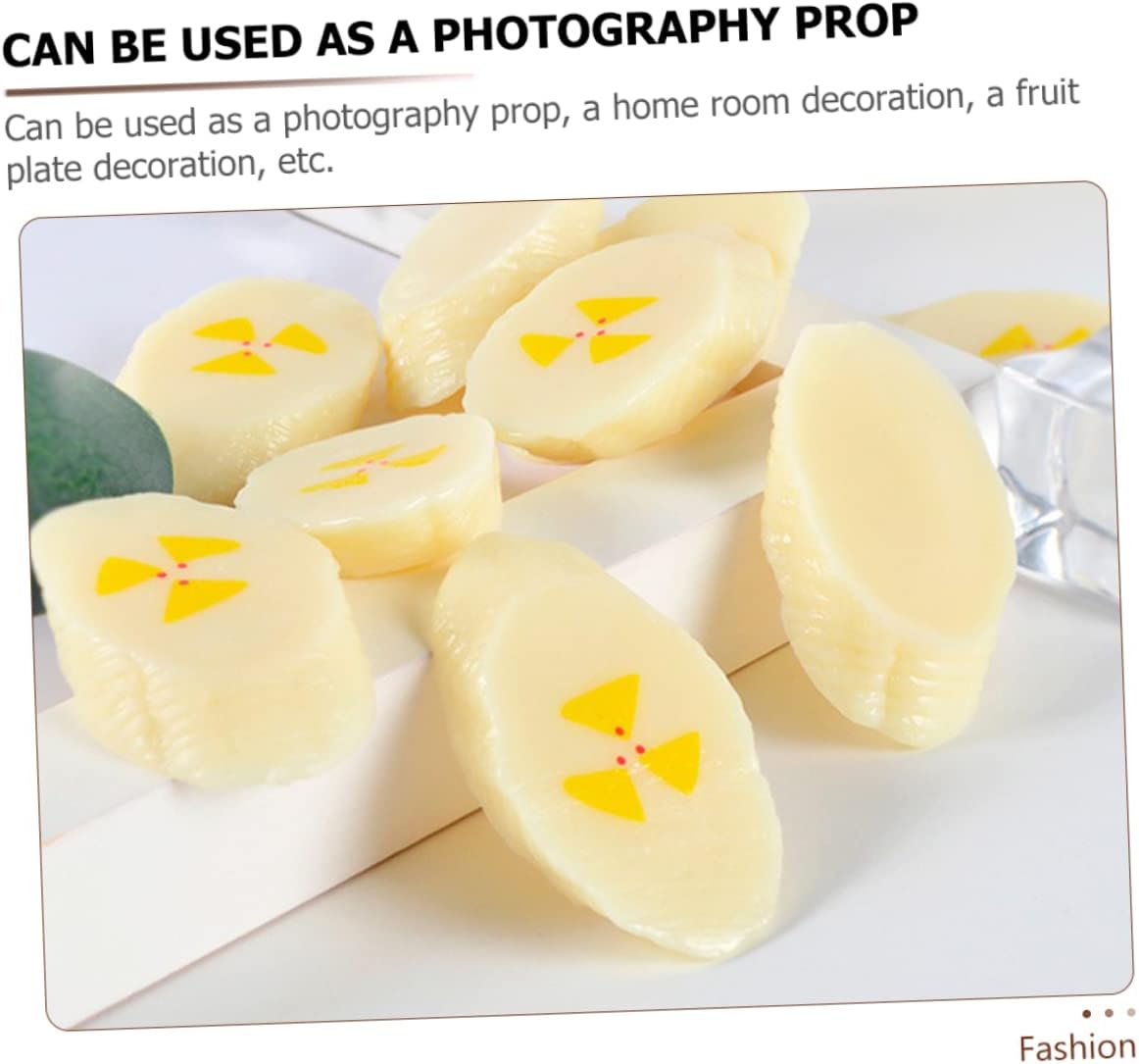 SAFIGLE 20 Pcs Fake Banana Slices Kitchen Decor Photography Props