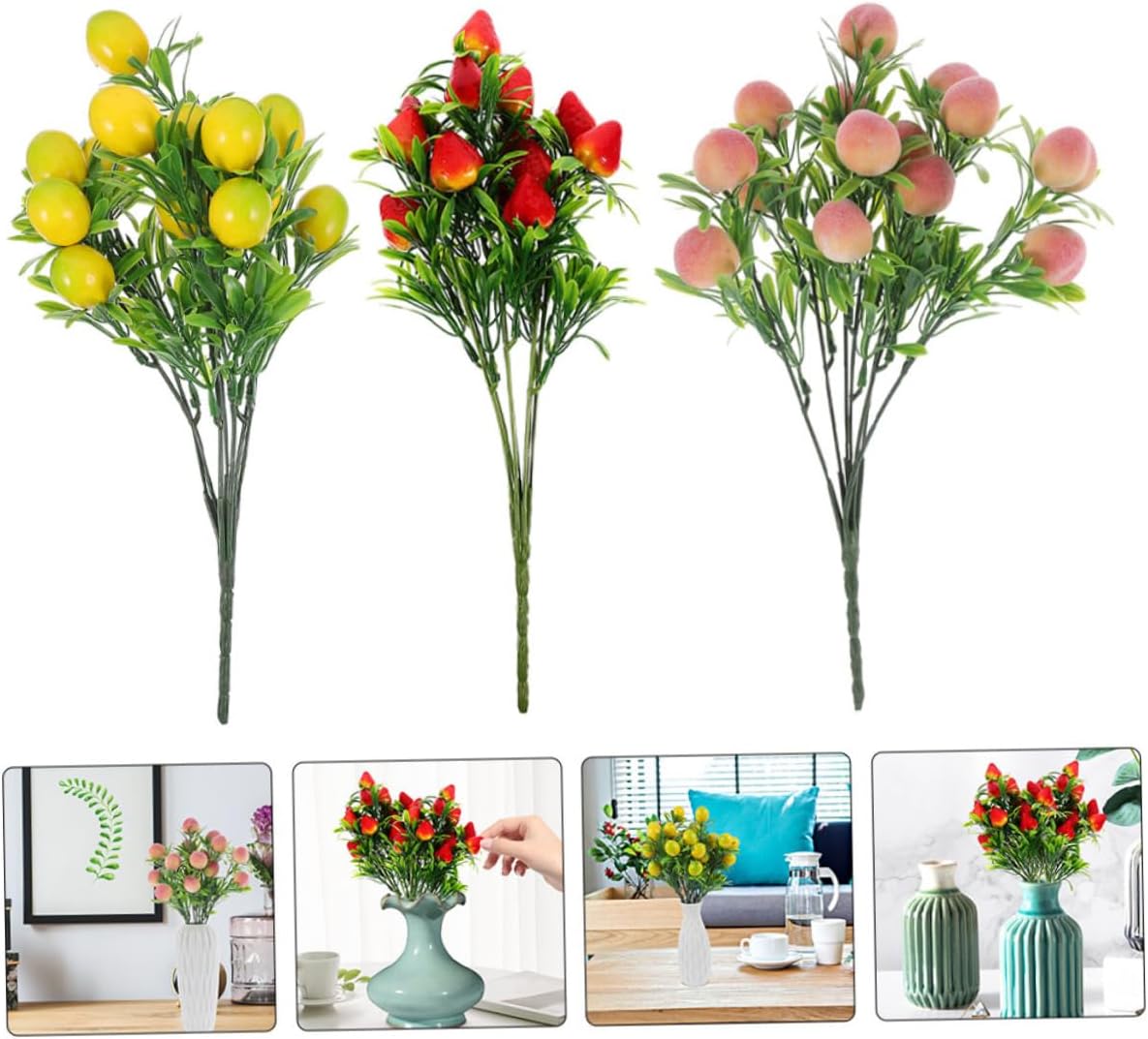 PRETYZOOM 3Pcs Artificial Fruit Branches for Home Decor