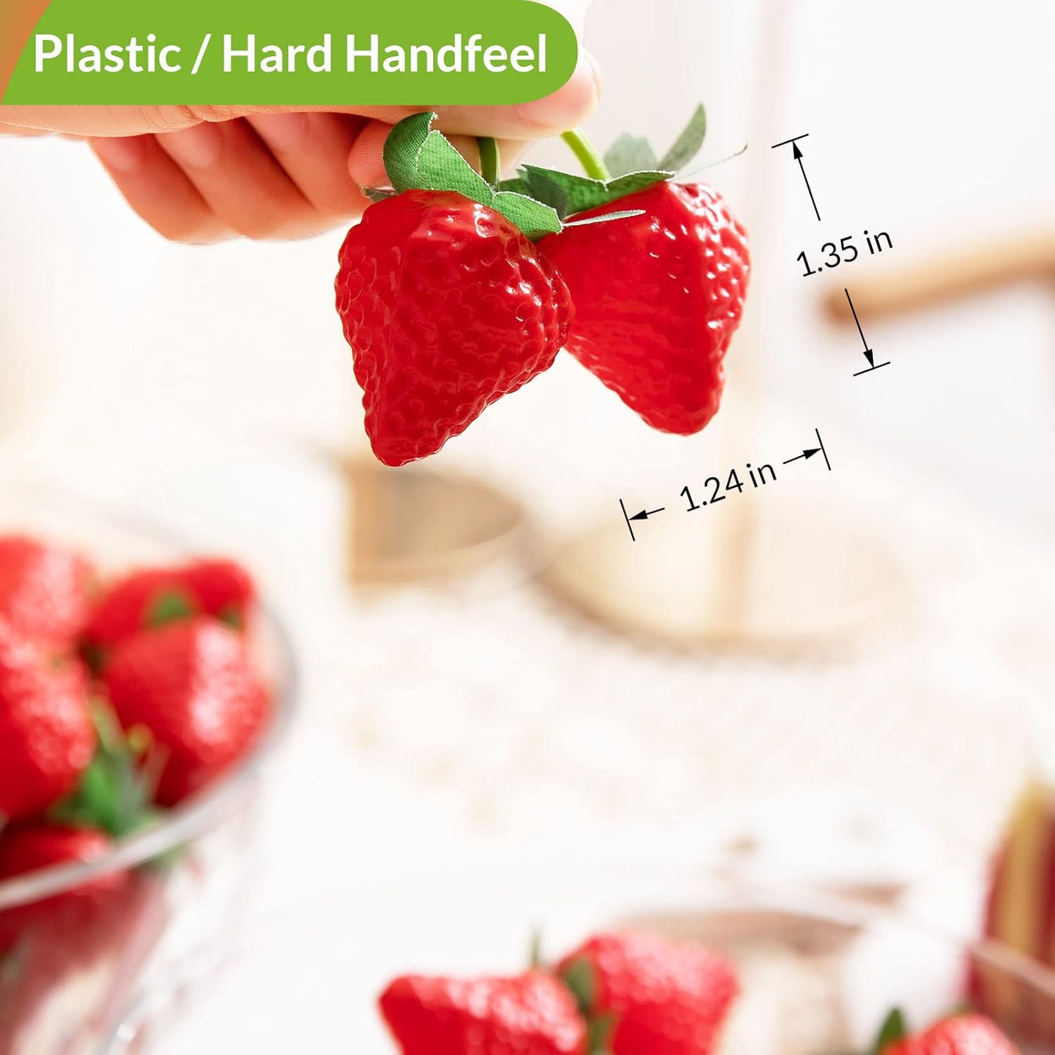 60 Pieces Realistic Fake Strawberries Decor
