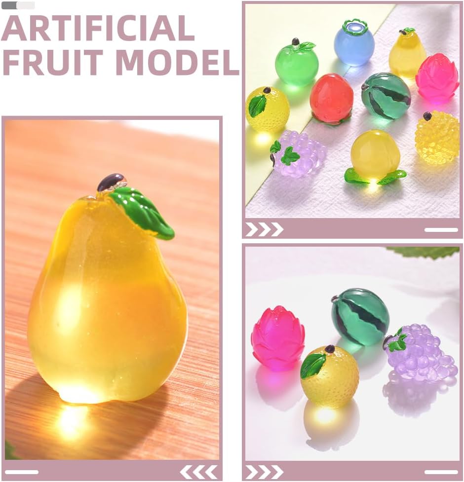 SUPVOX 20Pcs Luminous Mini Fruit Figurines for DIY Crafts
