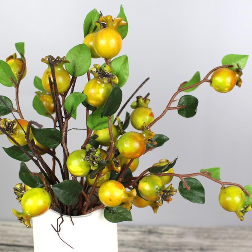 Group of 6 Artificial Pomegranate Branches for Vase Decor