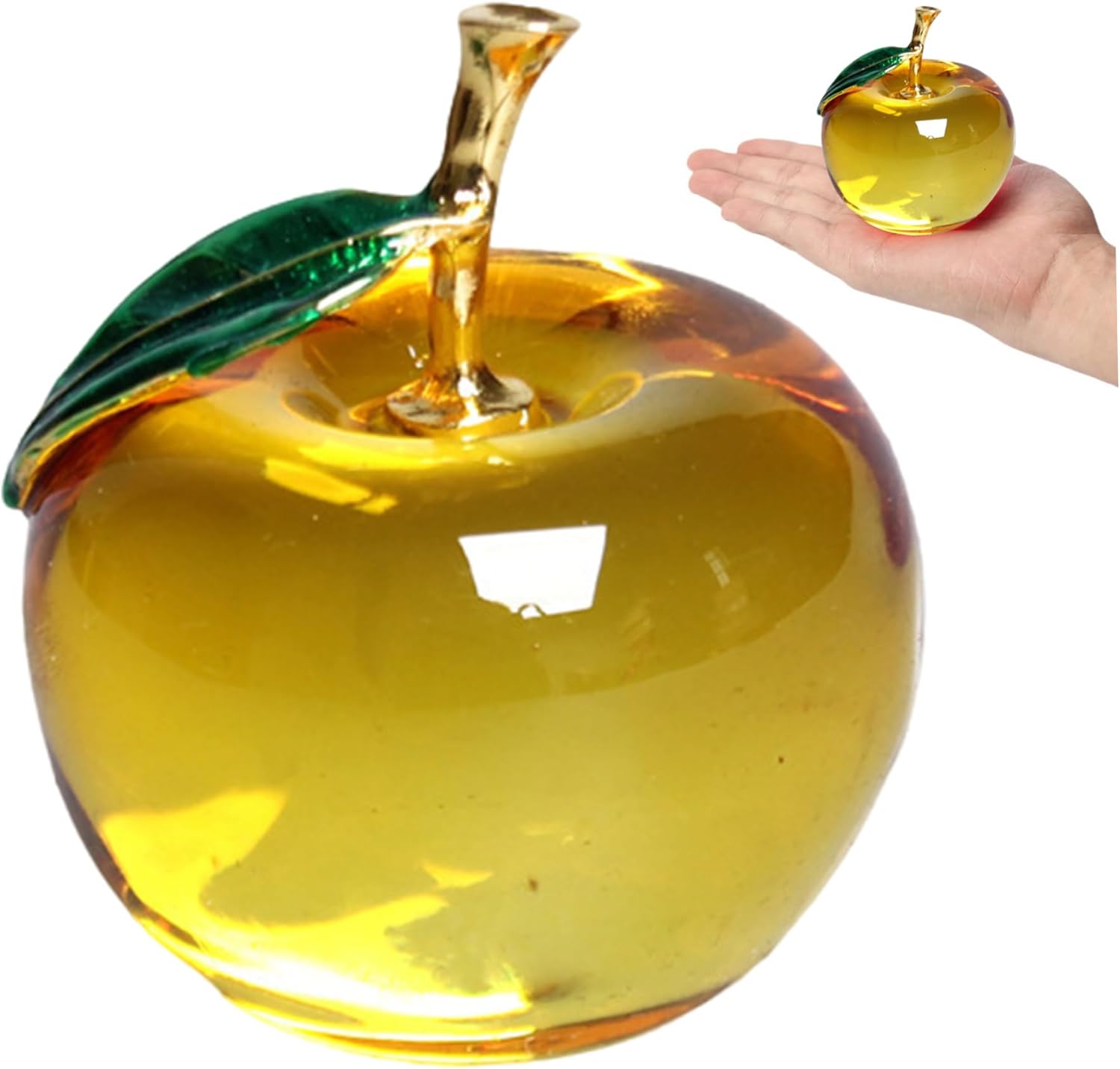 Yellow Artificial Glass Apple Crystal Fruit Ornament