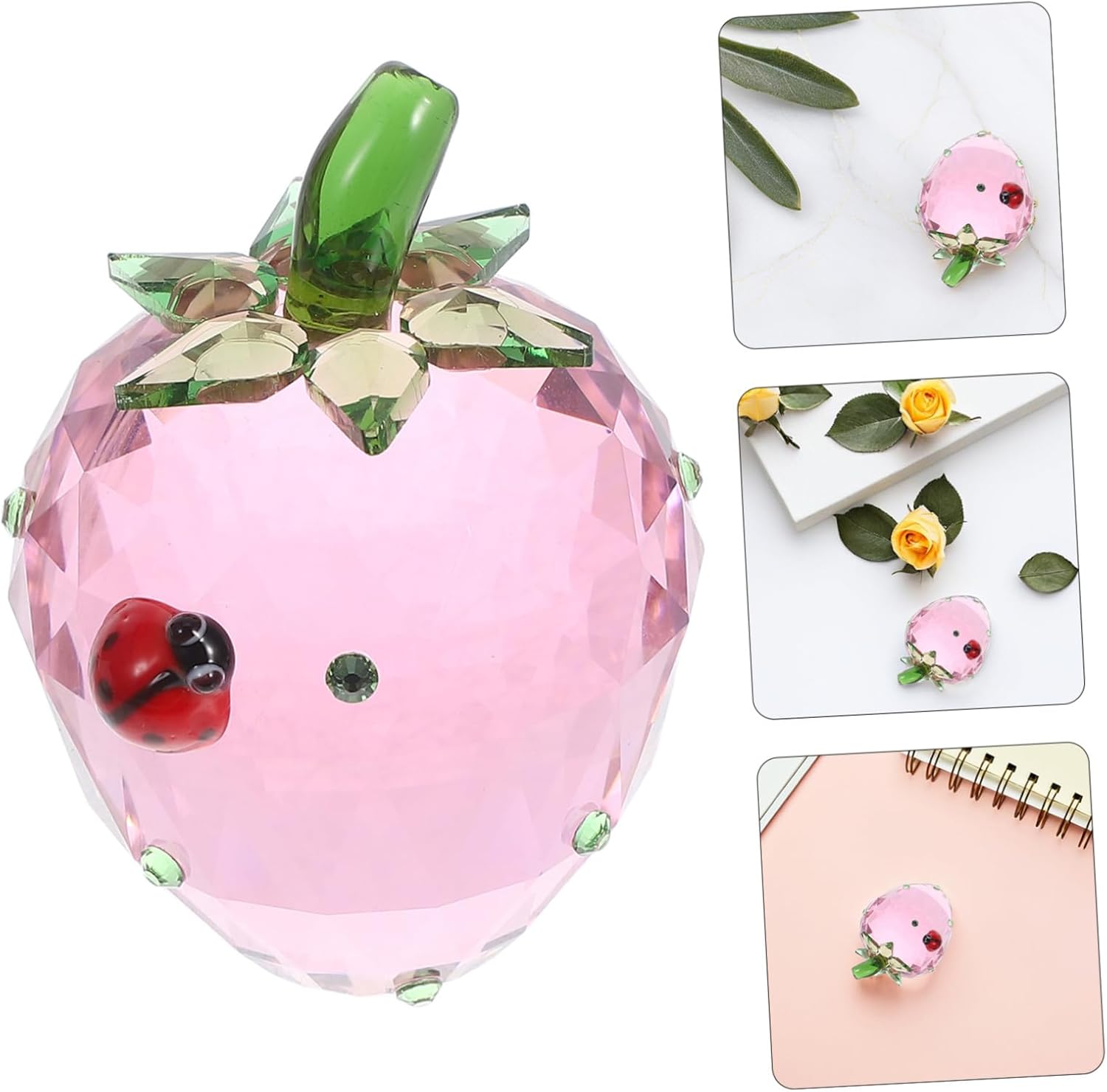 Zerodeko Crystal Strawberry Figurine Decor