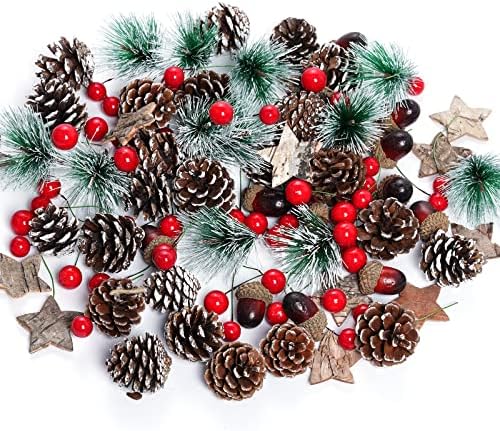 108 Pcs Artificial Pine Cone Set for Christmas Decor