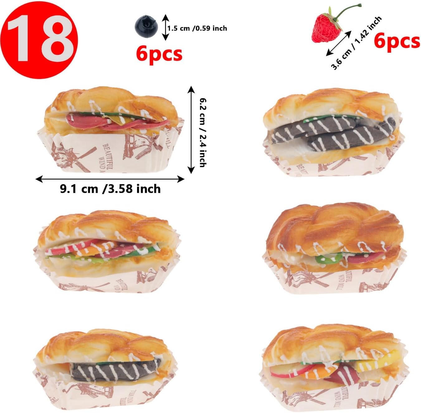 Woration 18pcs Artificial Fruit Set for Display and Photography