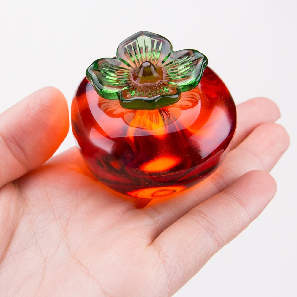 SaiDian 2Pcs Blown Glass Persimmon Pineapple Figurine Decor