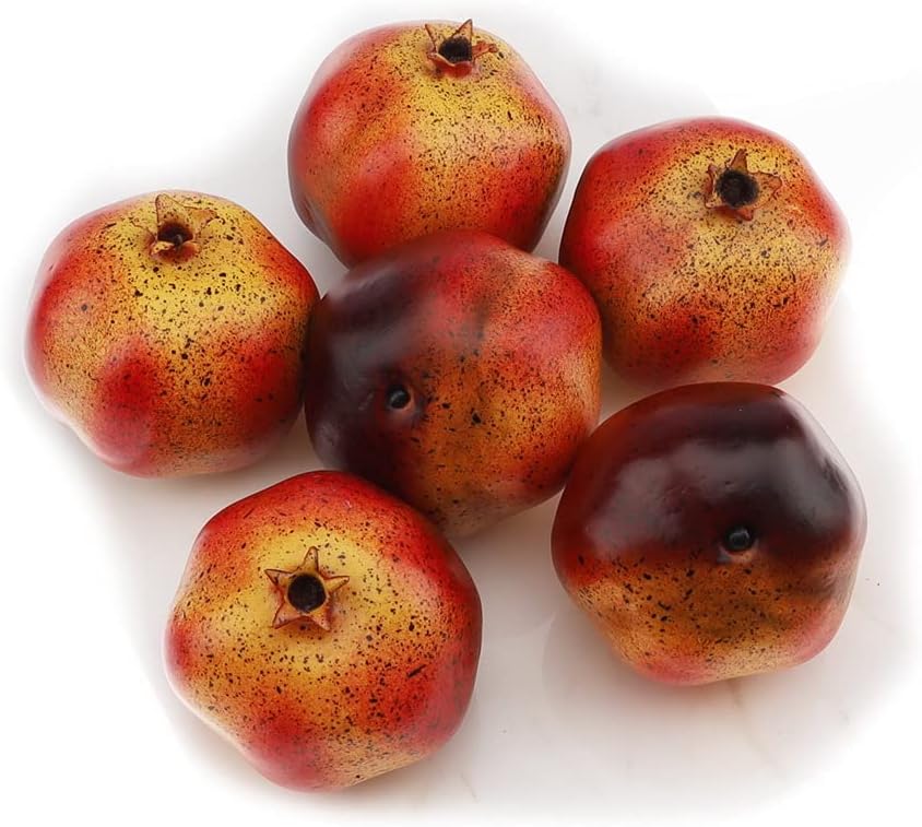 Woration 6PCS Artificial Pomegranates Realistic Decor Fruits