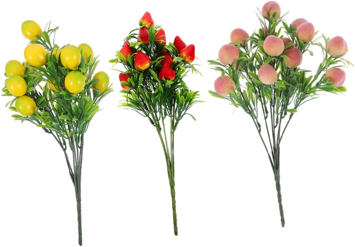 3Pcs Lifelike Artificial Fruit Branches Decor