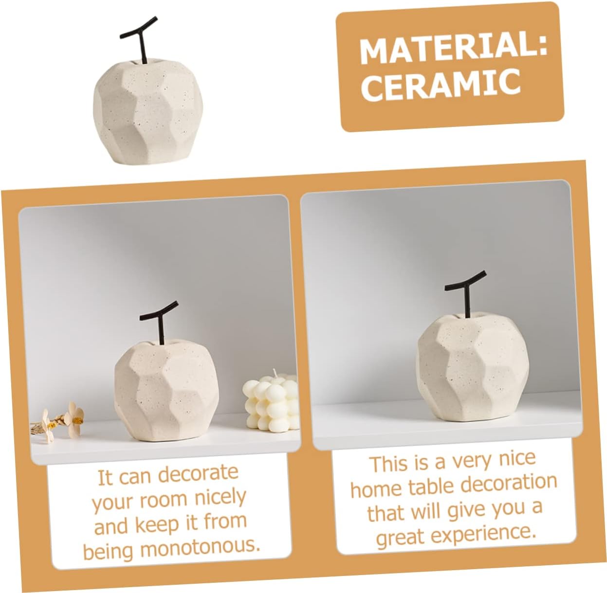 Amosfun 1pc Ceramic Fruit Art Decor for Home Desktop