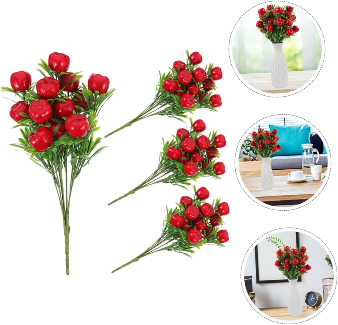 Wakauto 4Pcs Artificial Fruit Branches for Vase Decorations
