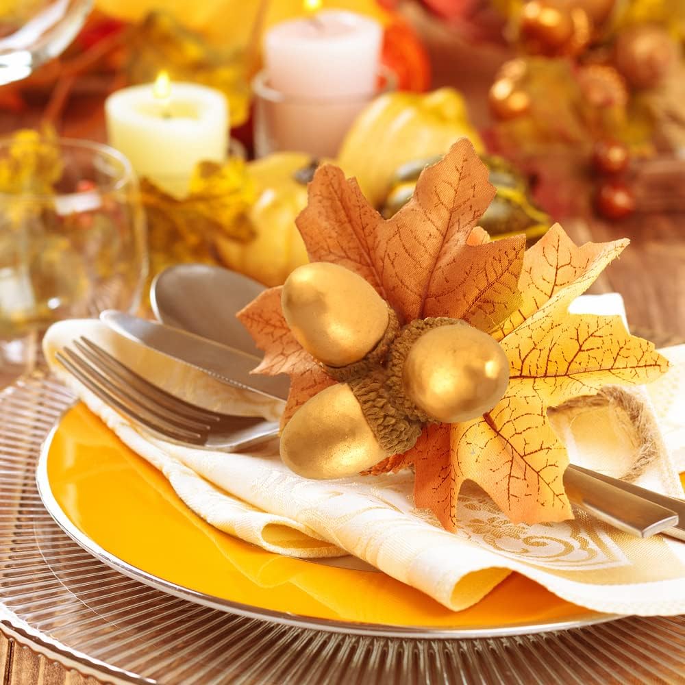 HUIANER Gold Artificial Acorns 50PCS for Christmas Decor