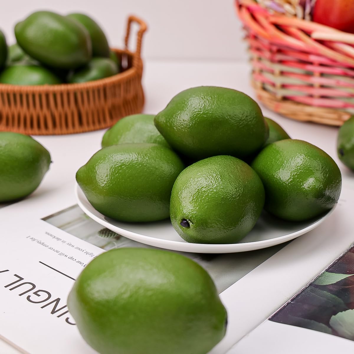 Gresorth 8pcs Artificial Lifelike Green Lemon Decor