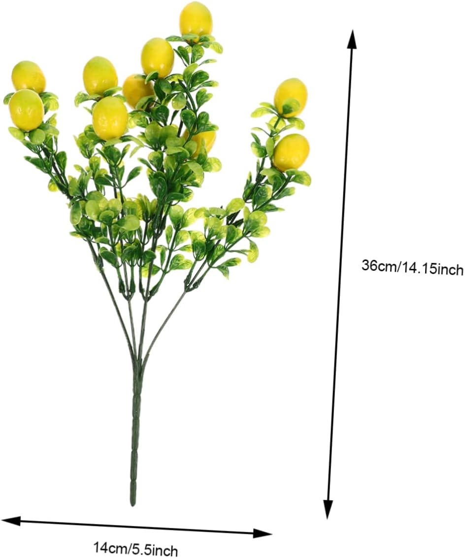 GRIRIW 2pcs Artificial Lemon Twigs for Home Kitchen Decor