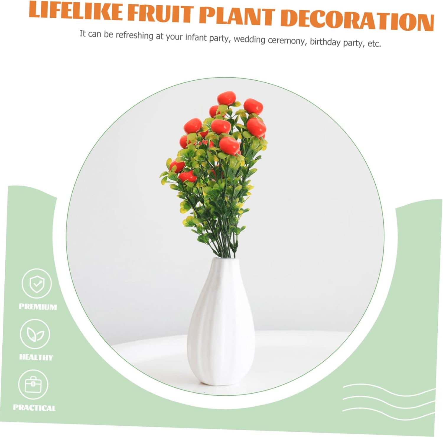 2Pcs Artificial Fruit Branches Realistic Decor