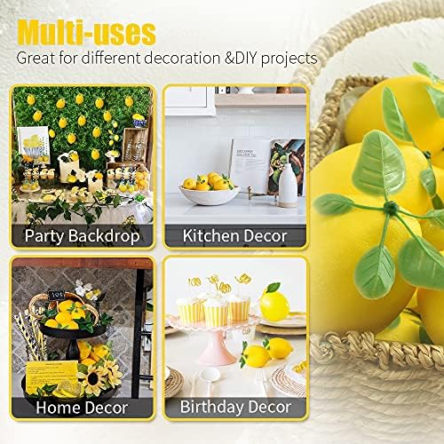 12 Piece Artificial Lemons with Leaves Home Decor