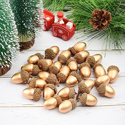 HUIANER Gold Artificial Acorns 50PCS for Christmas Decor