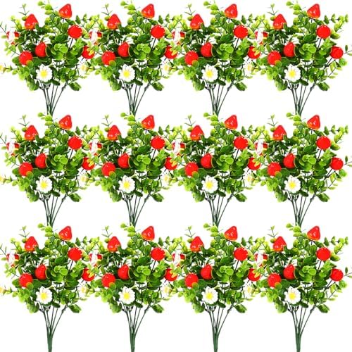 Tigeen 12 Pack Artificial Strawberry Decorations
