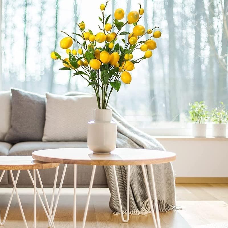 6Pcs Fake Fruit Lemons Branch 236 Inch Lifelike Artificial Lemon Decor for Home and Kitchen