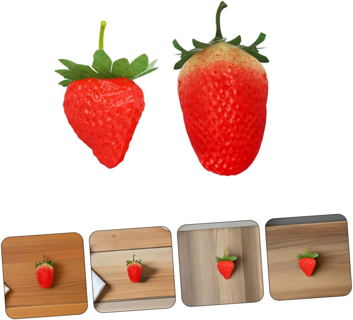 IMIKEYA 24pcs Fake Plastic Strawberries Decorative Artificial Fruit Pack