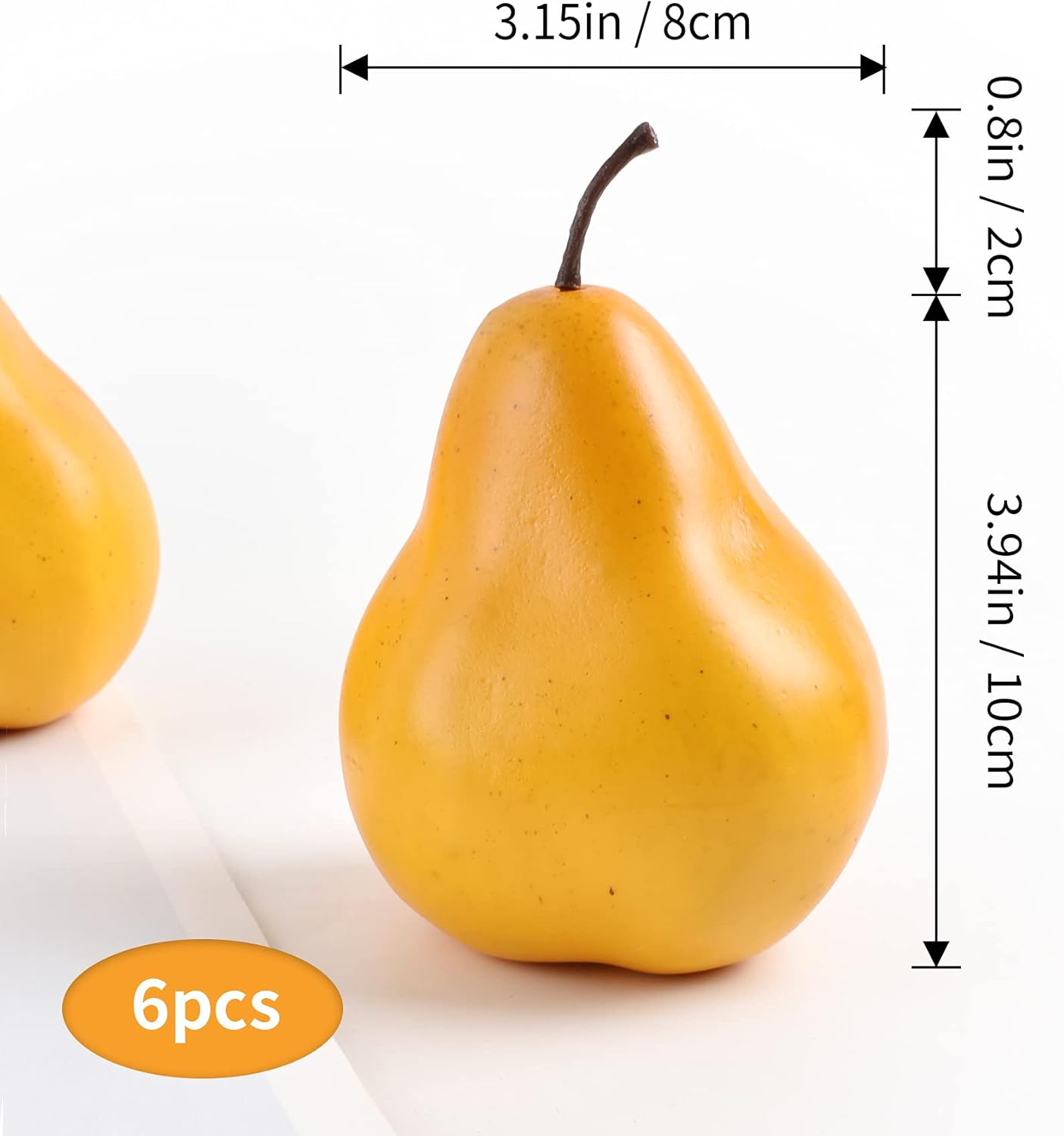 LUEYAO Artificial Yellow Pears 6pcs Decor Set