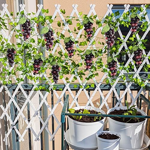 Luckforest Artificial Grapes 6Pcs Red Frosted Cluster Decor