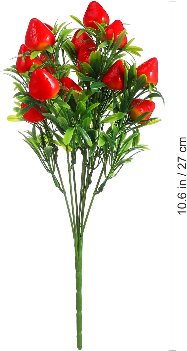 3pcs Plastic Strawberry Picks Red Artificial Fruit Branch