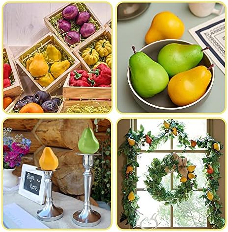 LUEYAO Artificial Yellow Pears 6pcs Decor Set