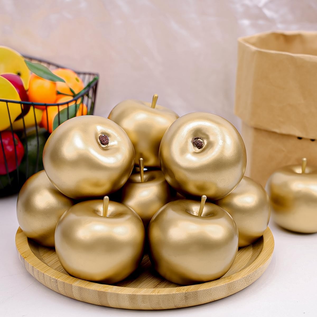 Gresorth 6PCS Artificial Gold Apple Decor