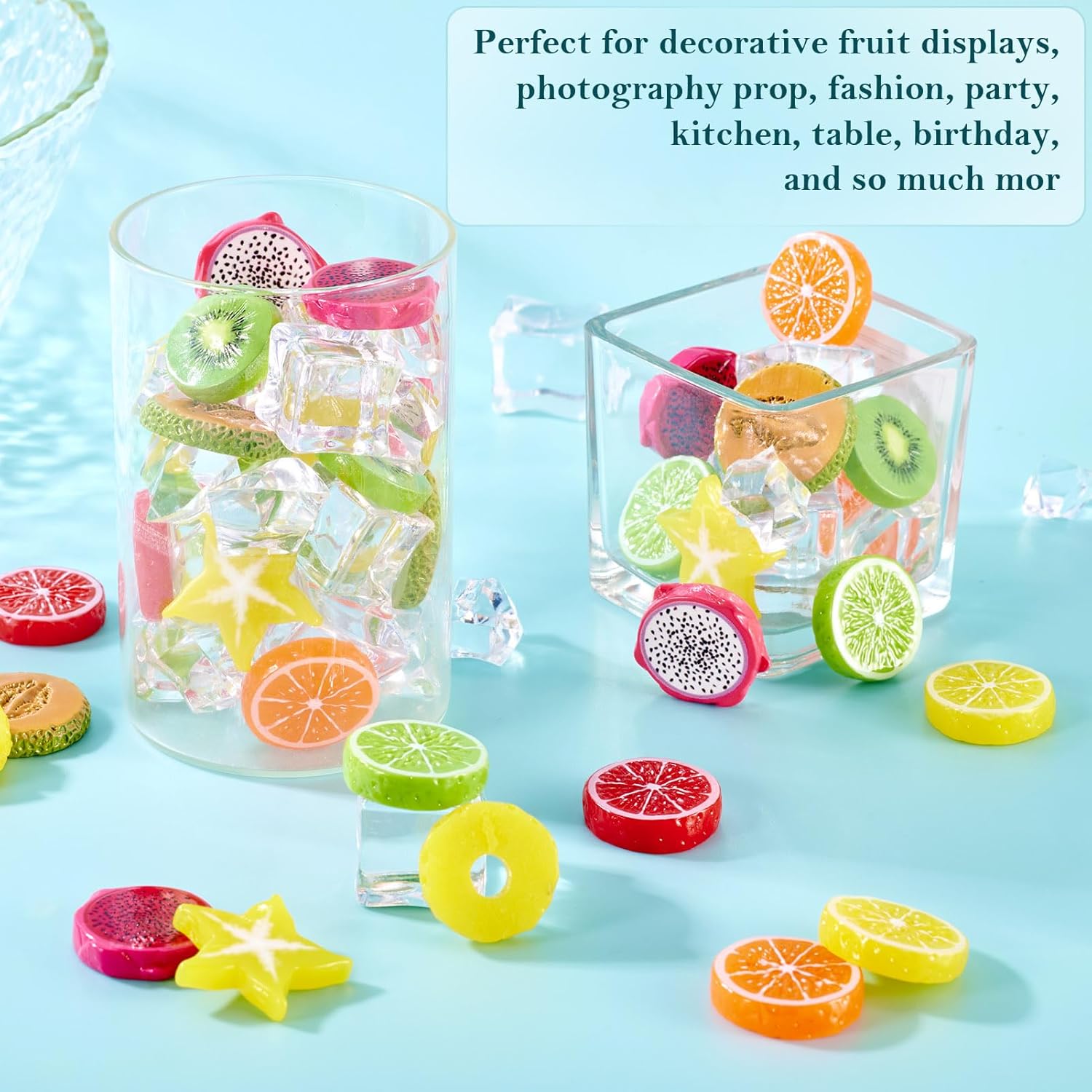 Cheriswelry 40Pcs Artificial Resin Fruit Slices for Home Decor