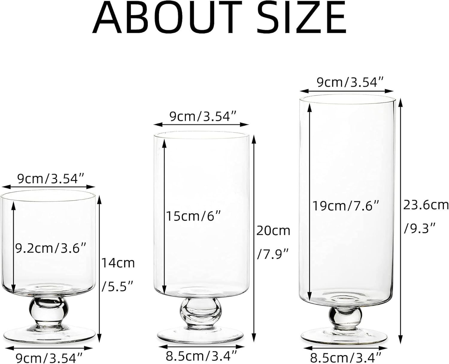 NUPTIO 3pc Set Clear Glass Vases for Centerpieces Decor