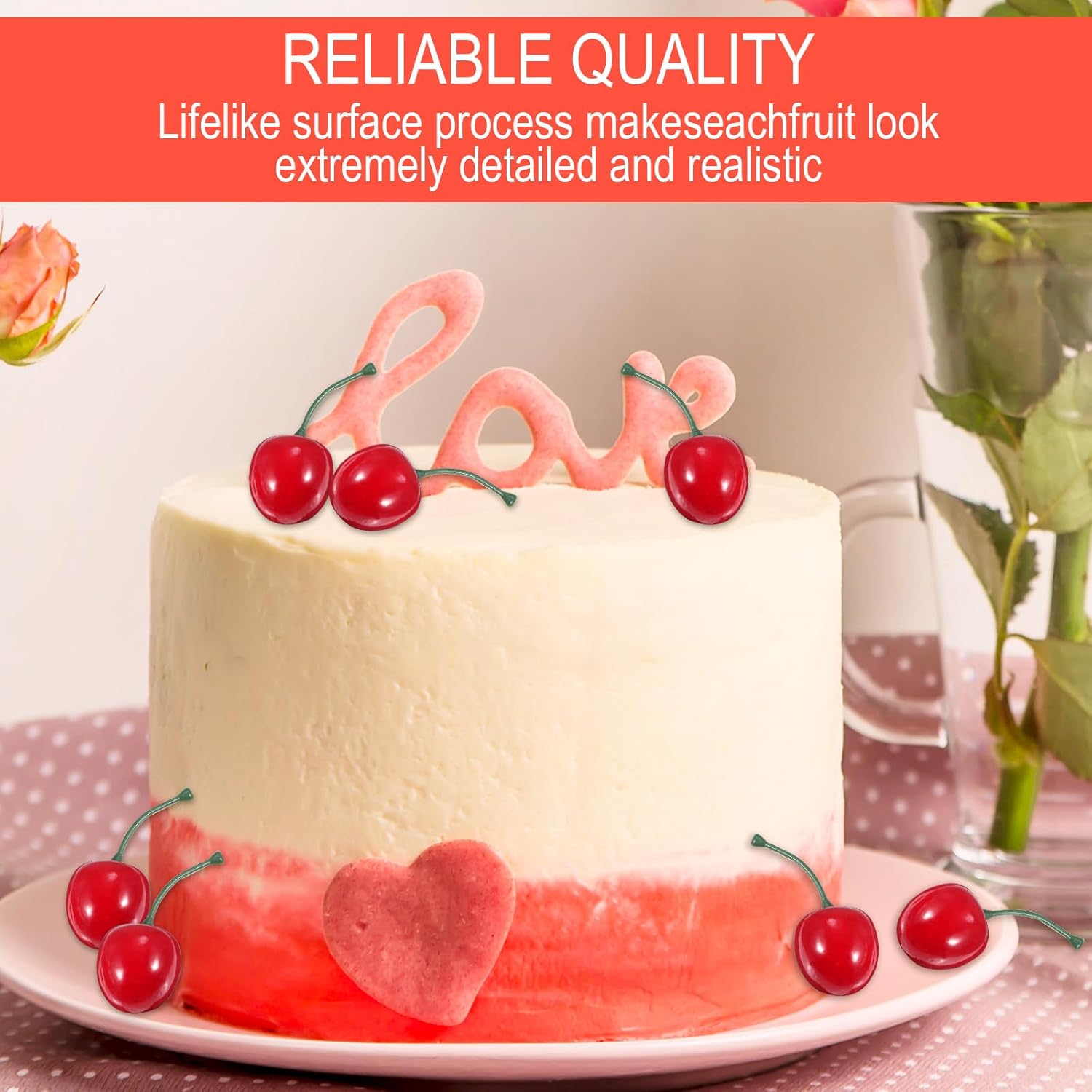 60Pcs Realistic Artificial Cherry Decorations