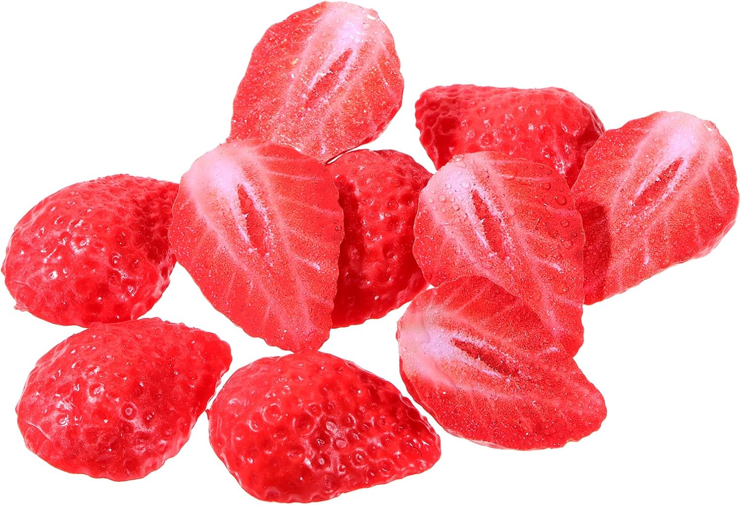 10 Pcs Artificial Half Strawberry Blocks for Decor