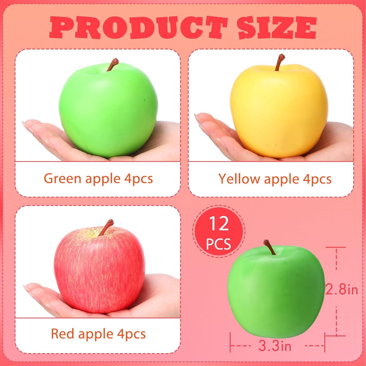 Libima 12 Pcs Realistic Fake Plastic Apples Decorations