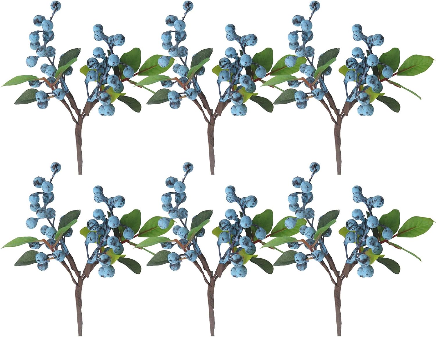 Artificial Blueberry Stems 6 Pack for Christmas Decor