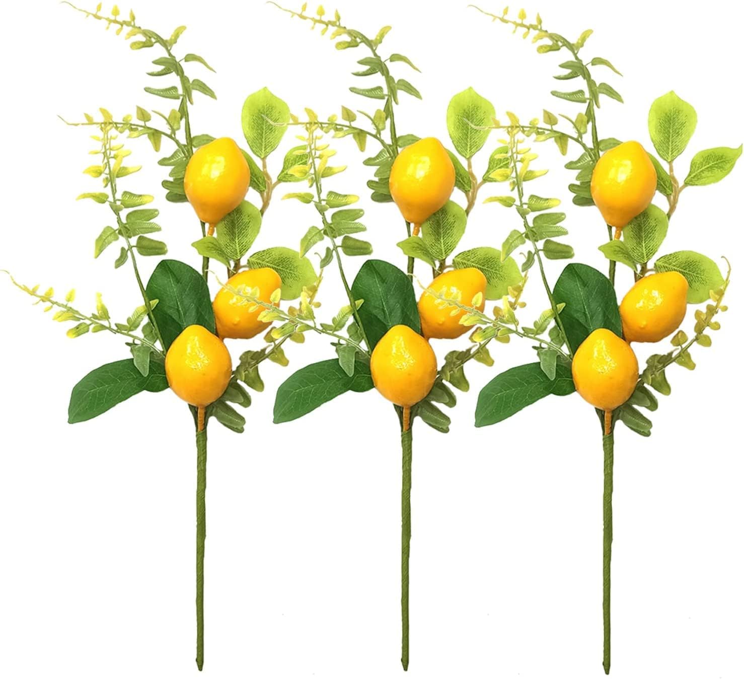 Aphmeir 3 Pack Artificial Lemon Branches Decor