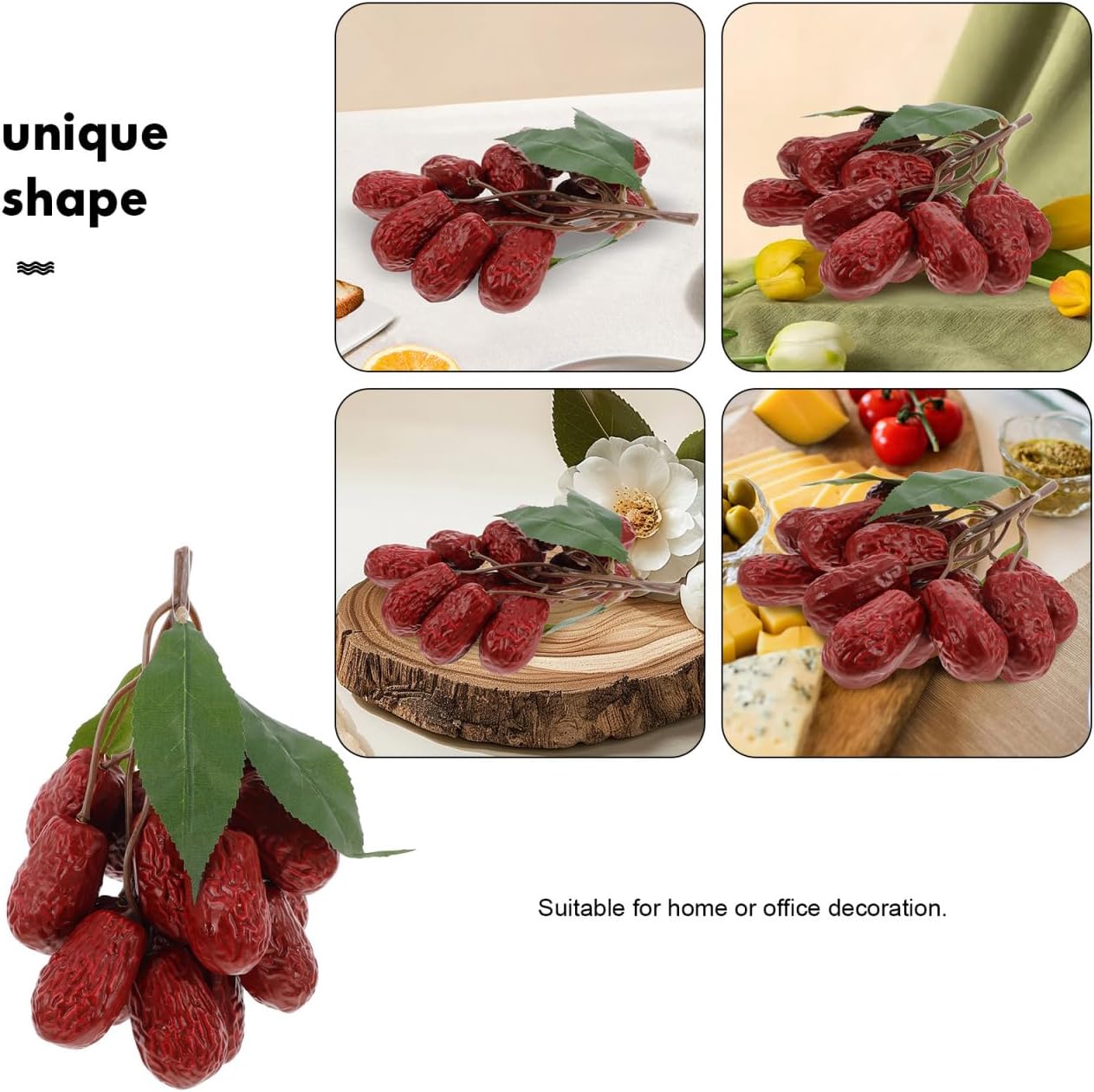 Realistic Red Dates Artificial Fruit Decorations