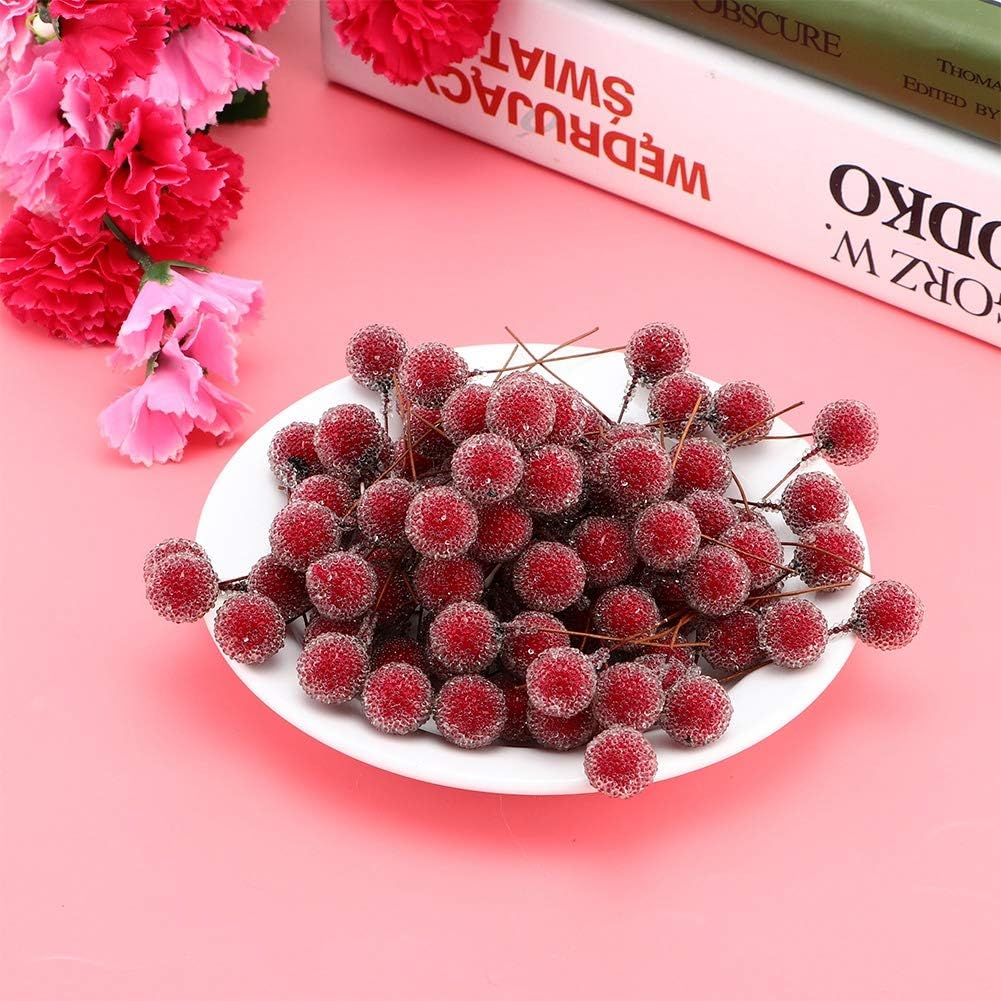 Red Berry Stems Artificial Christmas Decor 100pcs