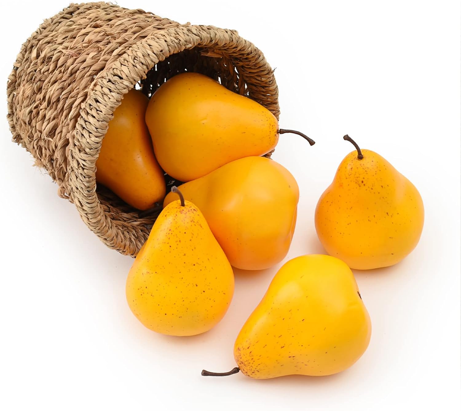 LUEYAO Artificial Yellow Pears 6pcs Decor Set