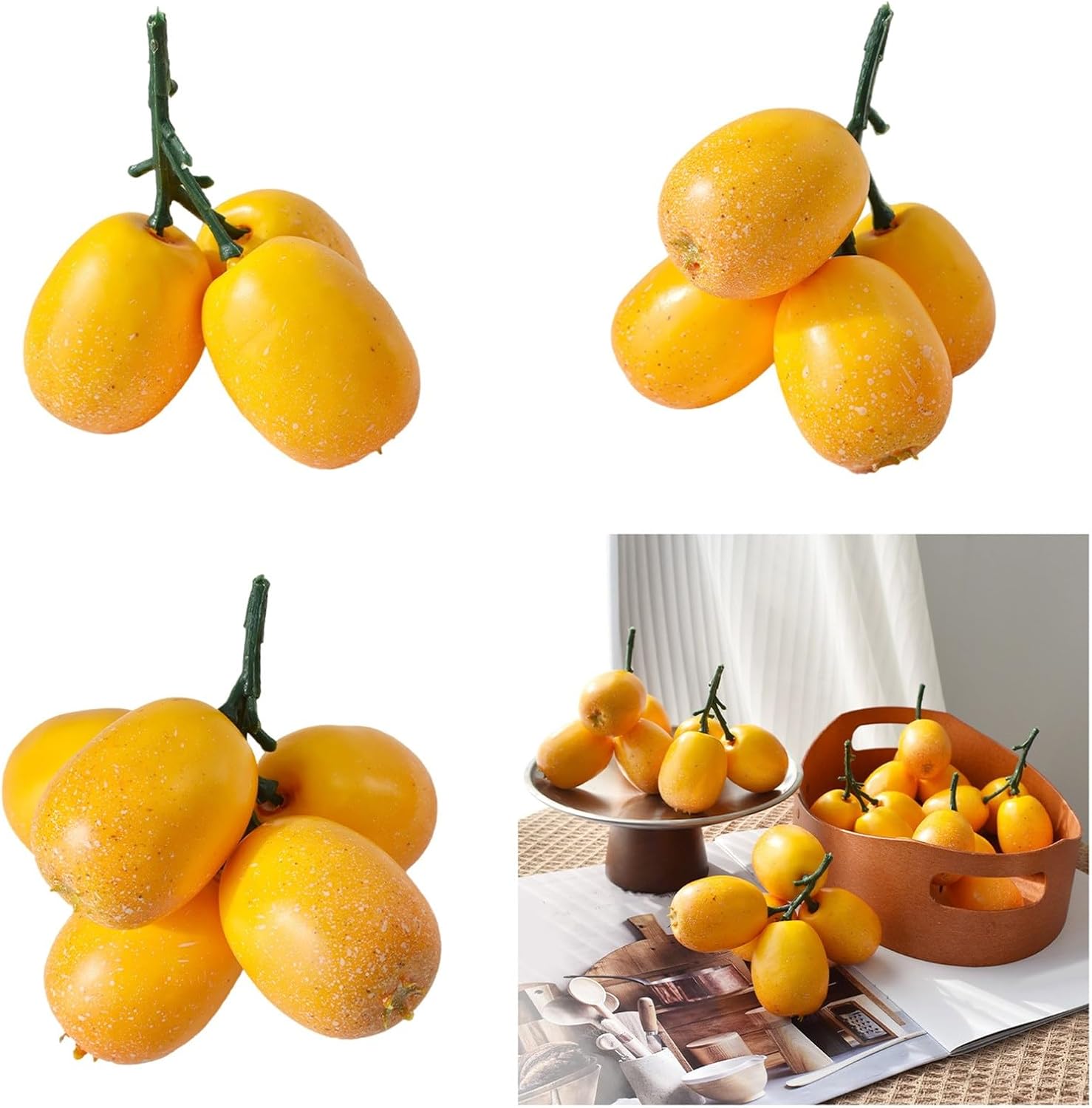 Realistic Artificial Loquat Fruit Decoration