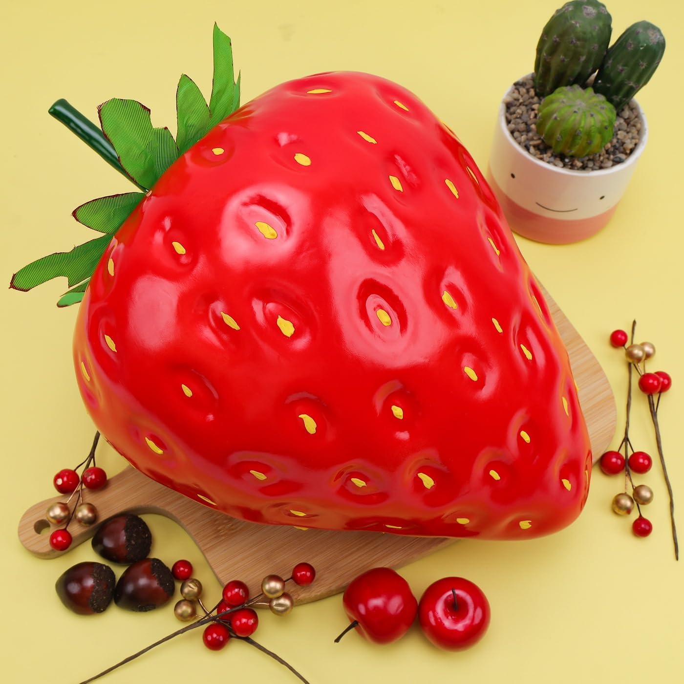 Woration 13 Inch Artificial Red Strawberry Decor