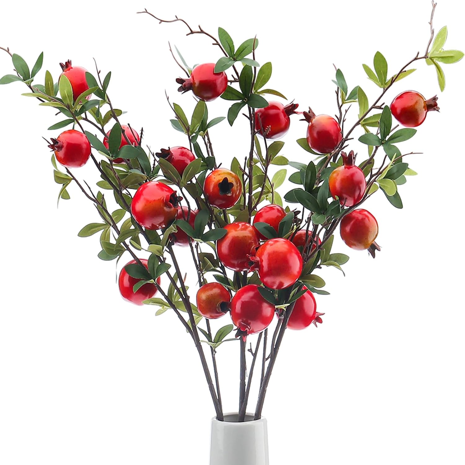 Gresorth Artificial Pomegranate Branches 3pcs Lifelike Decoration