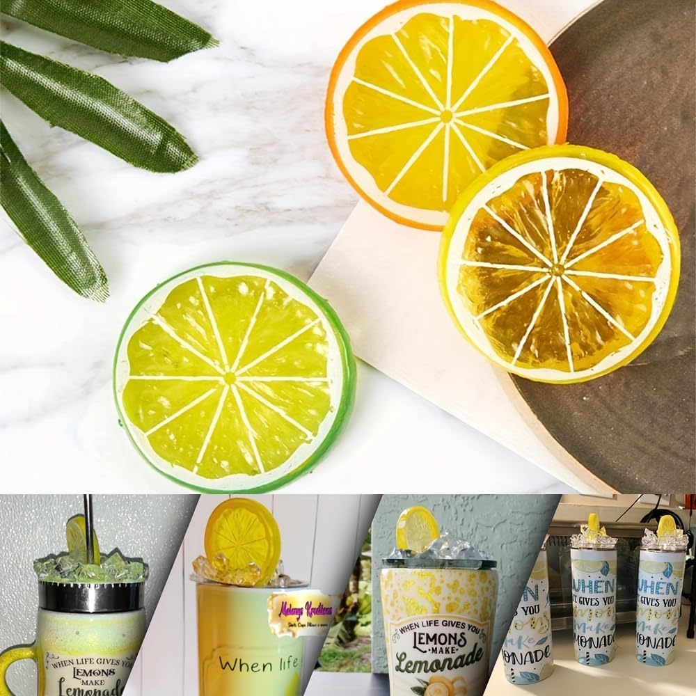 30pcs Artificial Lemon Slices Decor Yellow